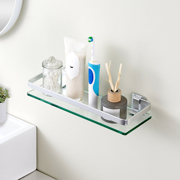 Ebern Designs Aluminum Bathroom Glass Shelf Tempered Glass